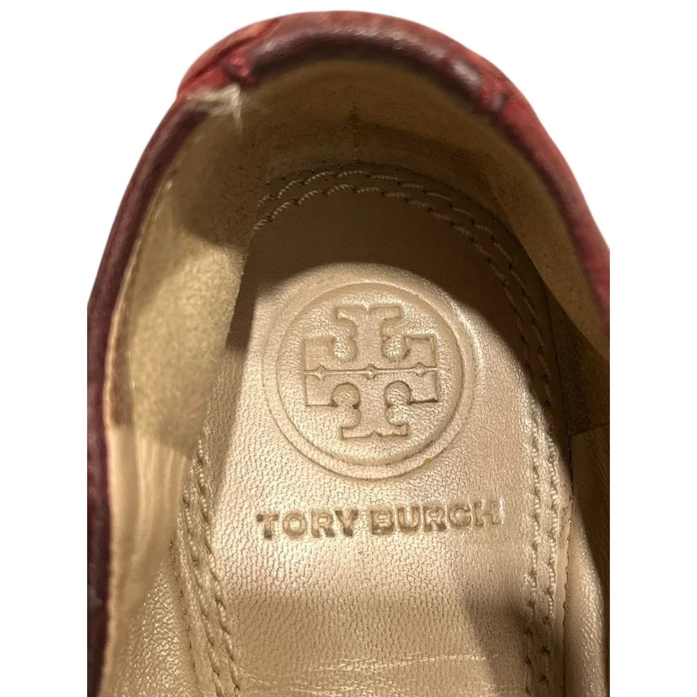 Tory Burch Burgundy Suede‎ Ballet Flats Women's Size 7 Embellished Logo